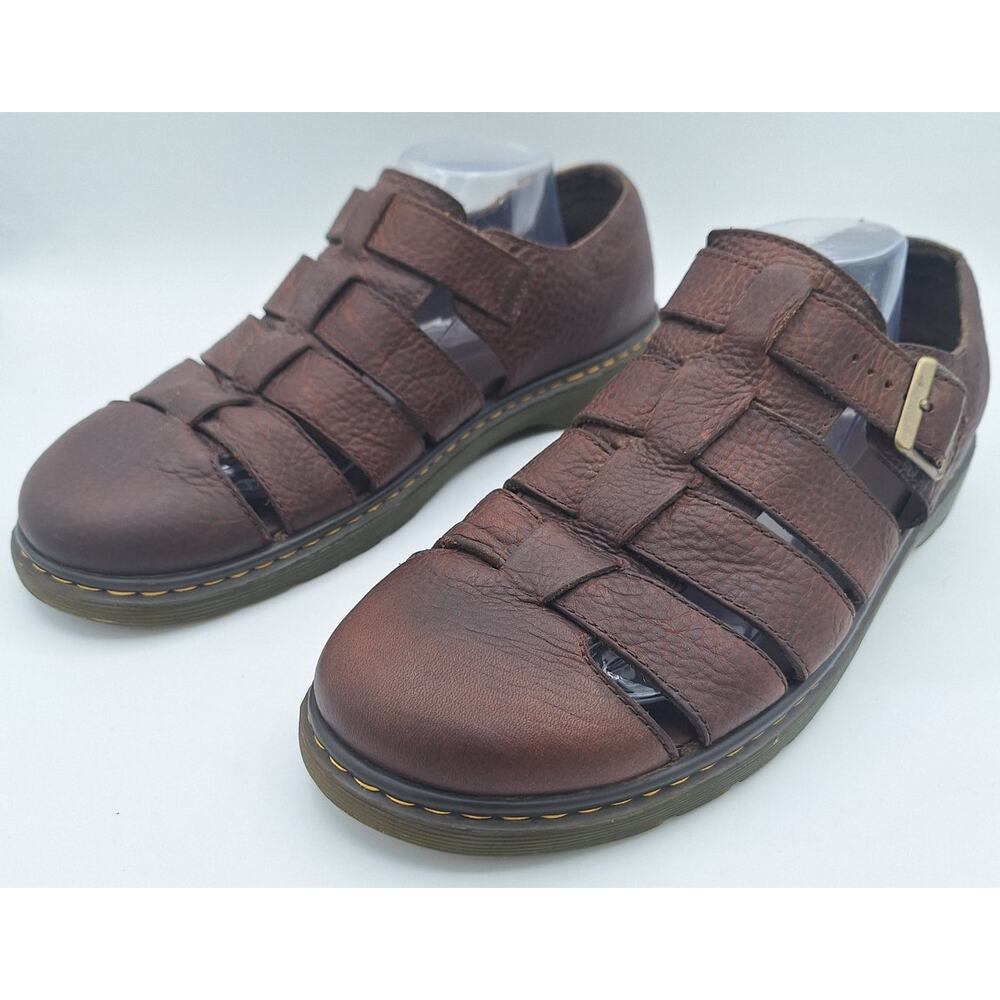 NICE! Dr Martens Fenton Brown Leather Fisherman Buckle Sandals UK 12 US Men 13